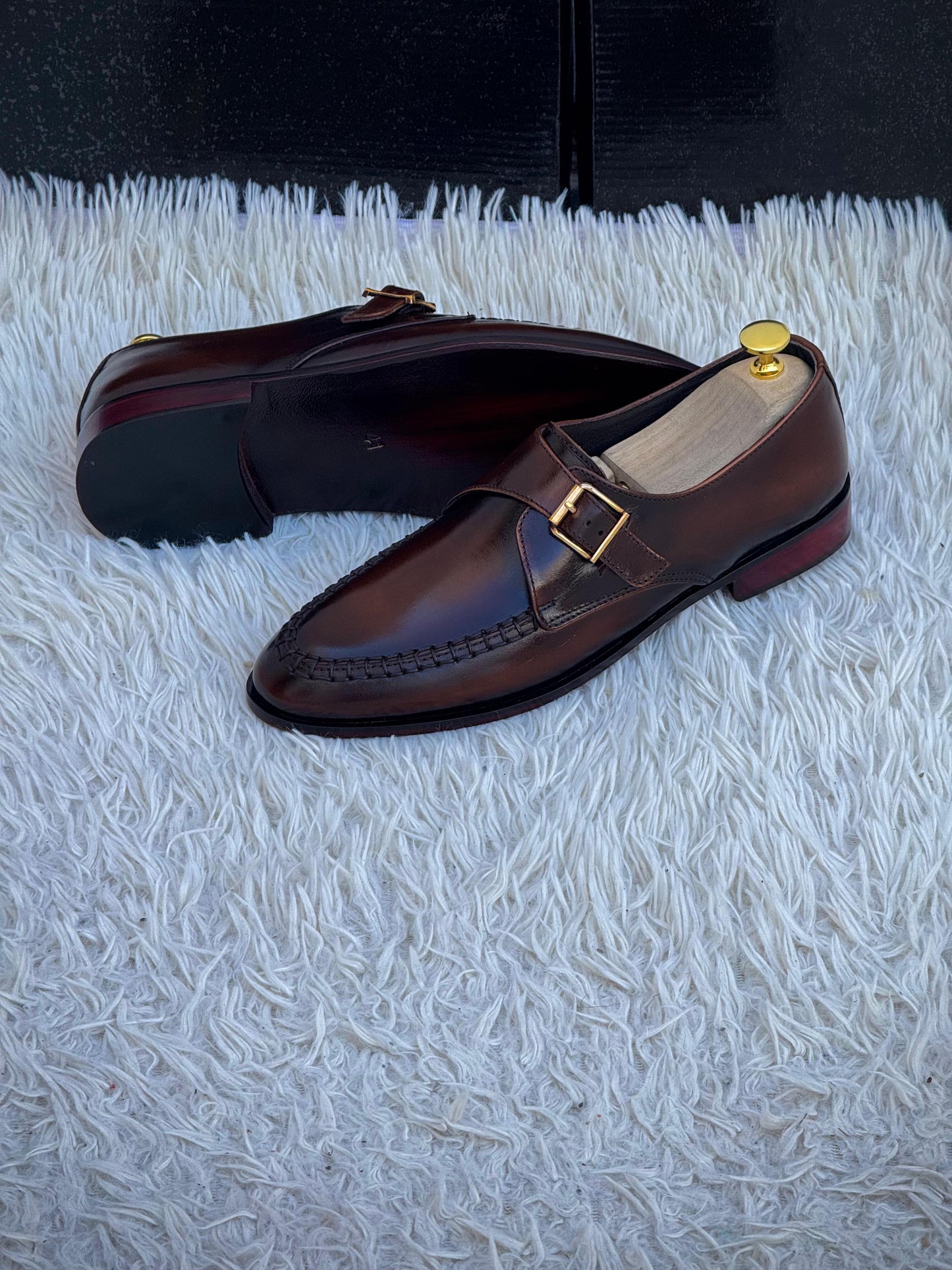 Premium Formal leather side bukle loafers (008-Buff)