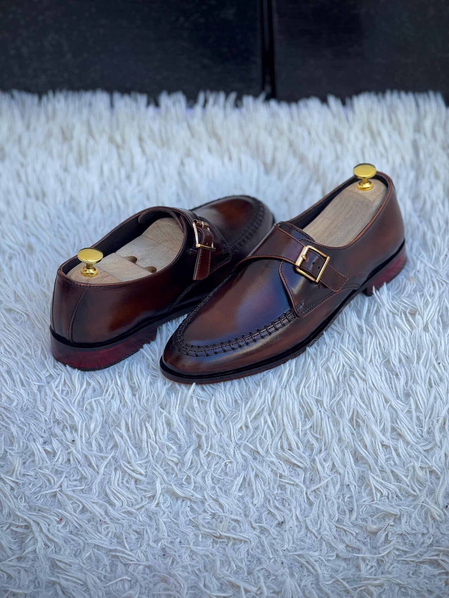 Premium Formal leather side bukle loafers (008-Buff)